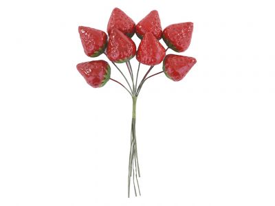 Strawberry on wire 8pcs in bunch 13cm