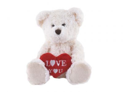 Bear with red heart 15cm