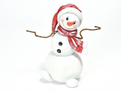 Snežak z rdečim šalom in kapuco h19cm 12x8,5x19cm