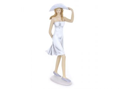 Madame in white with hat 11x7,5x33cm