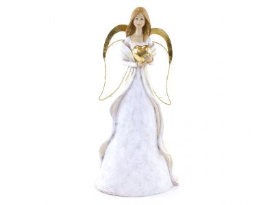 Angel z zlatim krili in LED lučkami 18x12x37cm