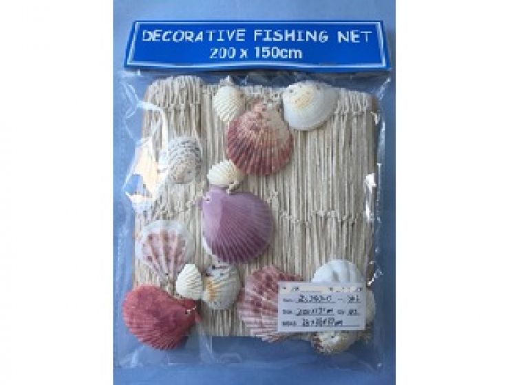 Ribiška mreža s školjkami 200x150cm
