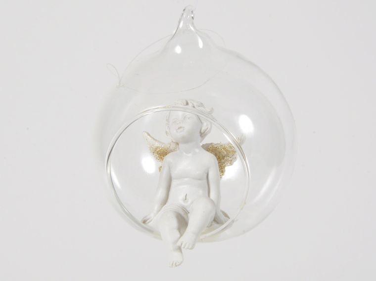 Angelček v stkl.balončku sort. 9,5x9x11cm