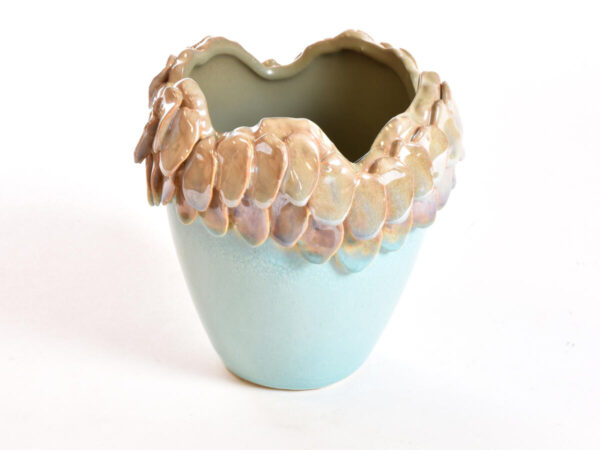 Keramičen lonček 14x13,5x13cm modra/krem keramika