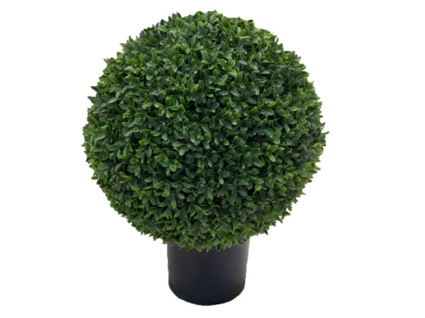 Pušpan okrogel UV h53,30cm v črnem loncu zelena plastika