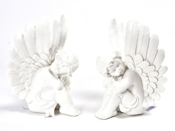 Angel sedeči h29cm sort. beli polirezina