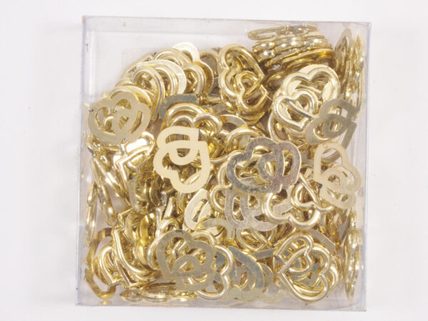 Srčki dv. v škatli set/120kos zlata plastika
