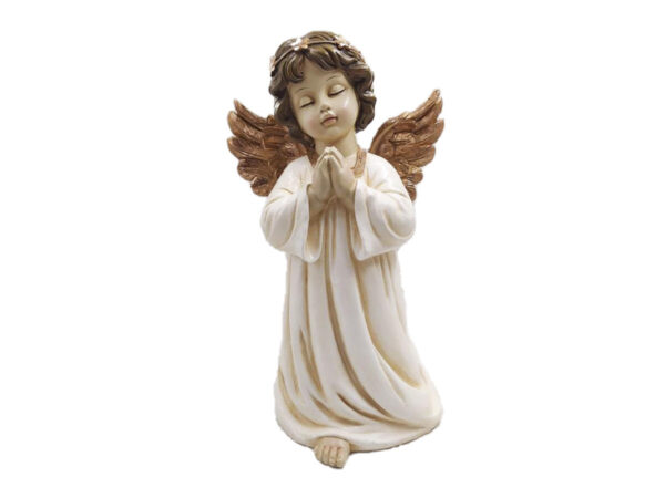 Angel z LED lučko sortiran bela polirezina