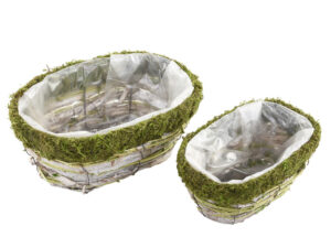 Posoda mah oval /2kos natur/zelena ratan