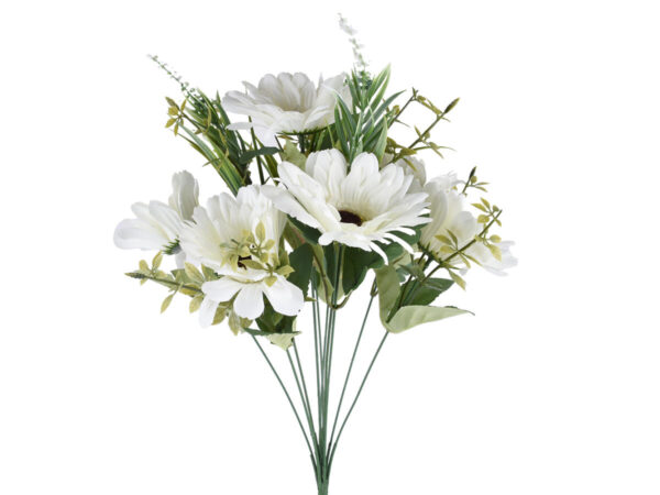 Gerbera šopek bela svila