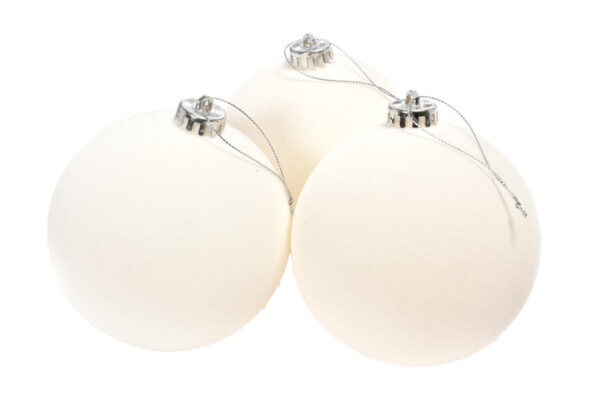 Balonček žametni dia12cm /3kos bel plastika